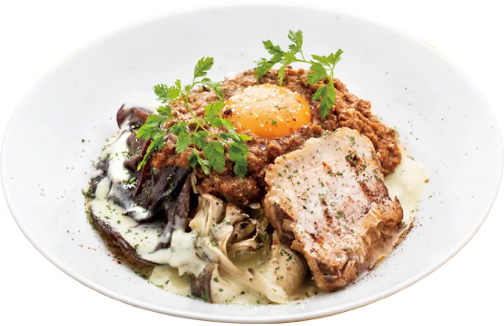 香り高いきのこの濃厚豆乳味噌クリームまぜめん