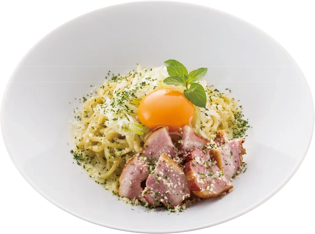 三河もち豚コク旨ベーコンレモンクリームまぜめん